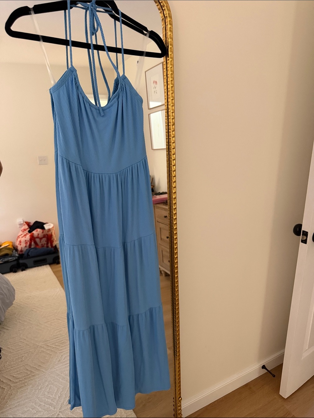 Blue Tiered Halter Maxi Dress